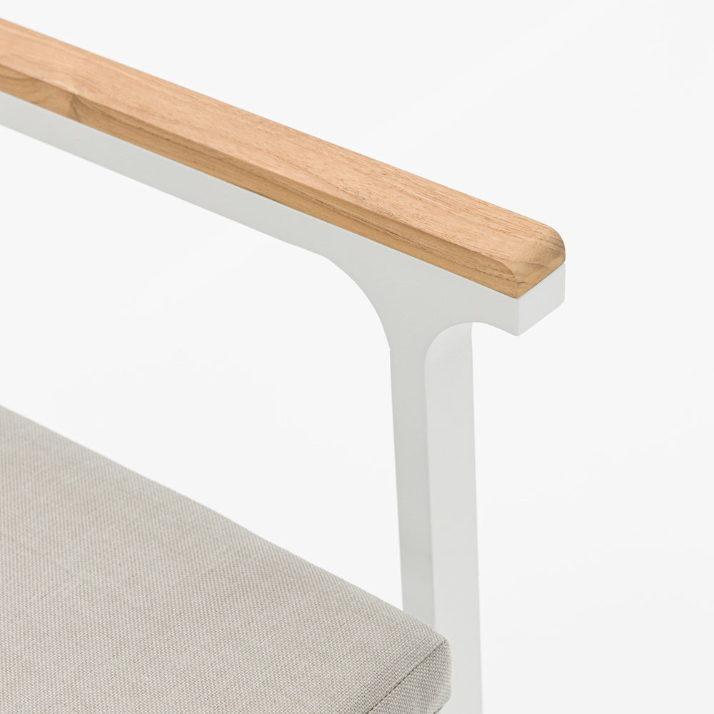 Silla de comedor Broome aluminio blanco  y teca | KUBU #