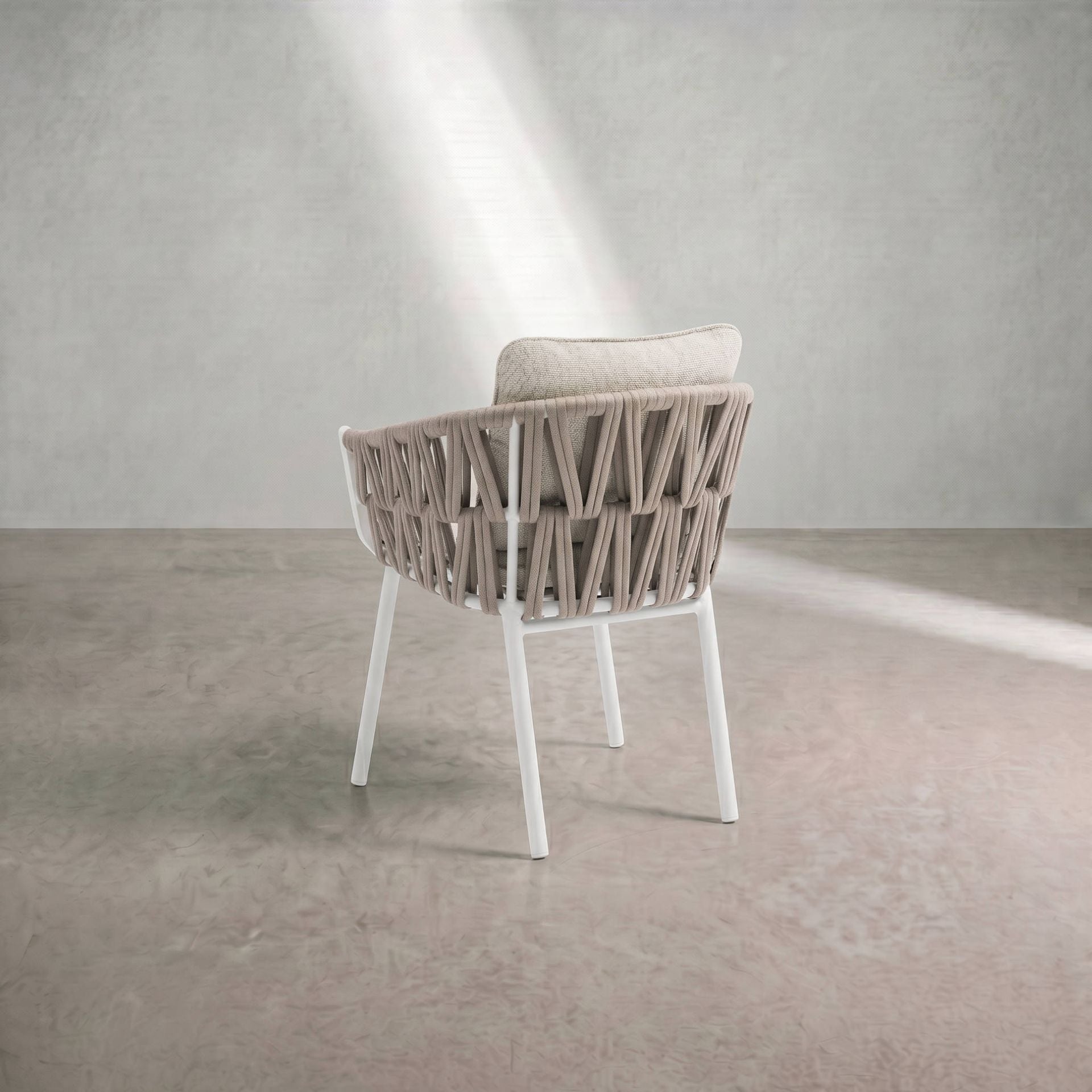 Silla de comedor Carson aluminio blanco textil beige | Kubu #