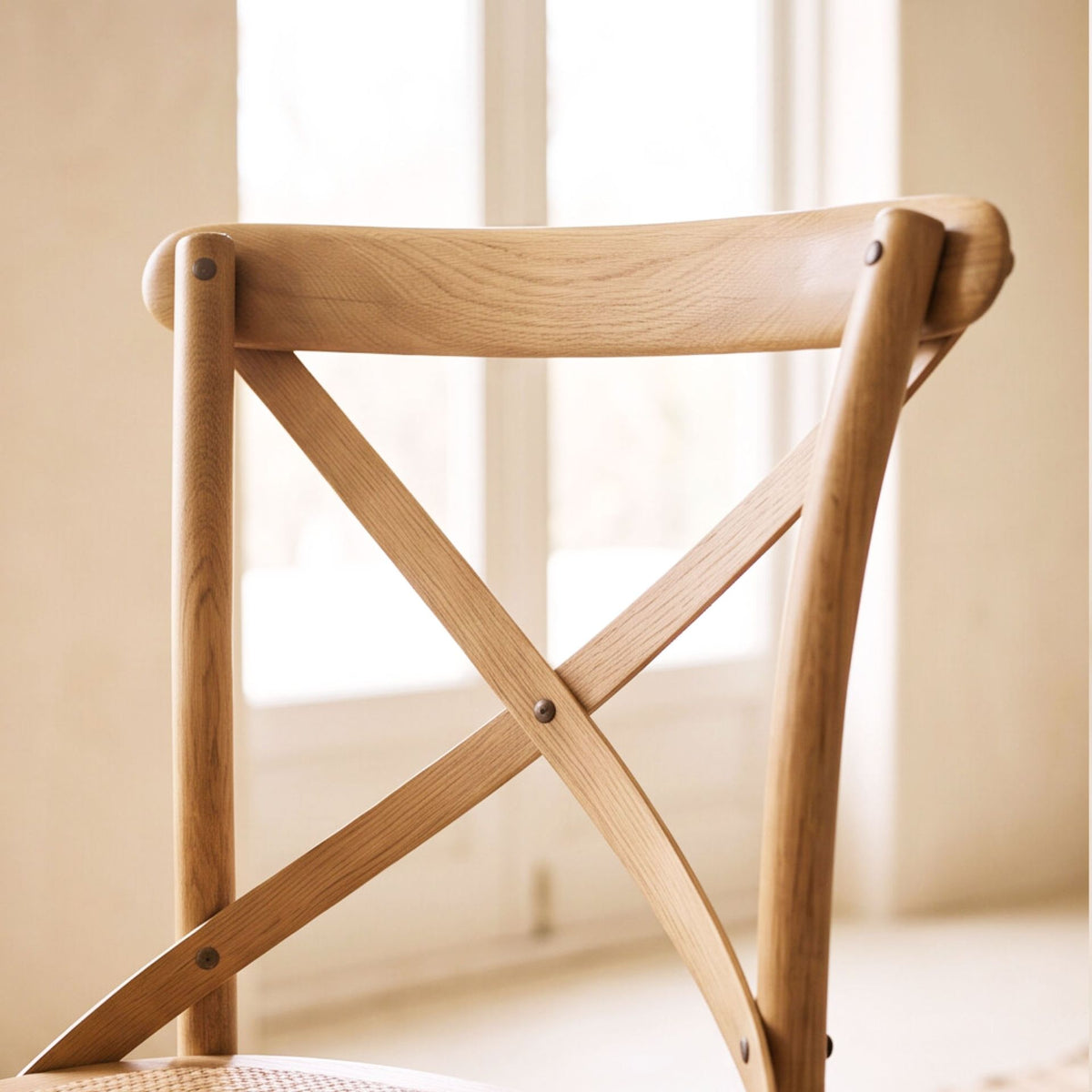 Silla de comedor Cross Back Oak Natural | Roble macizo | KUBU #