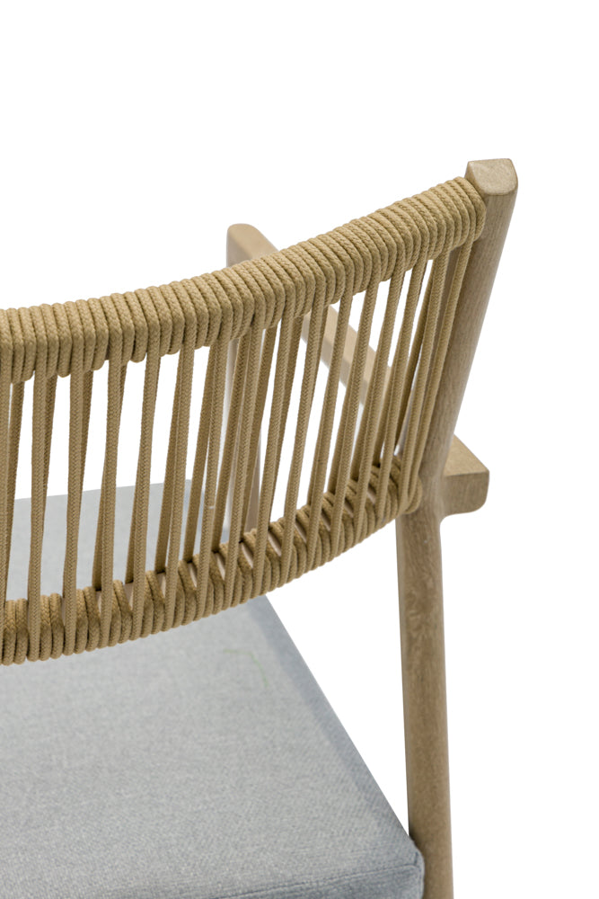 Silla de comedor Harmony aluminio efecto madera y cuerda natural. | Kubu #