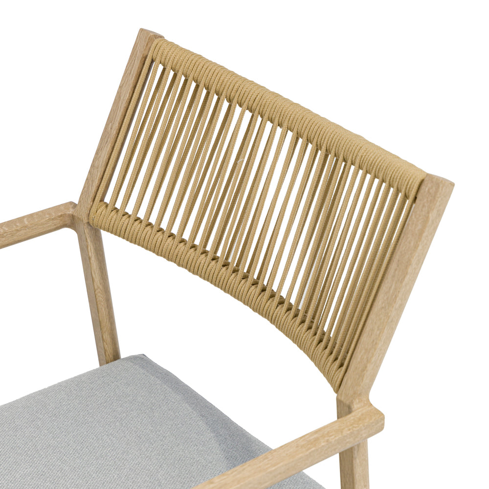Silla de comedor Harmony aluminio efecto madera y cuerda natural. | Kubu #