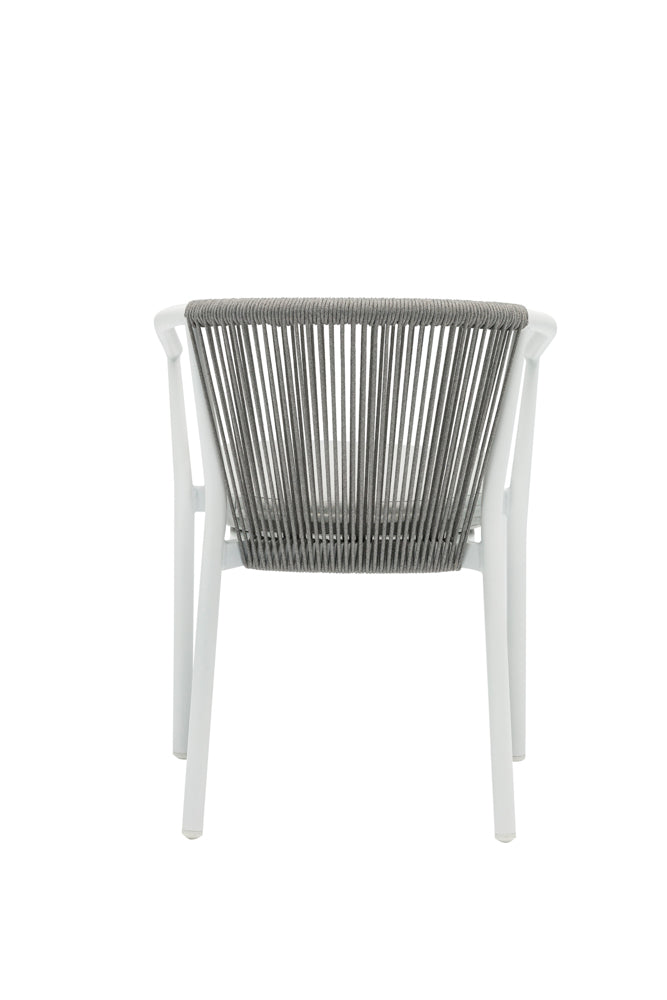 Silla de comedor Moana aluminio blanco con cojín gris claro