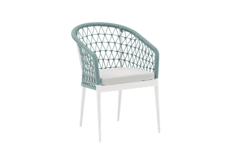 Silla de comedor Nelayan aluminio blanco cuerda aqua | Kubu #