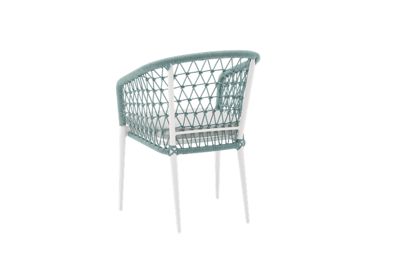 Silla de comedor Nelayan aluminio blanco cuerda aqua | Kubu #