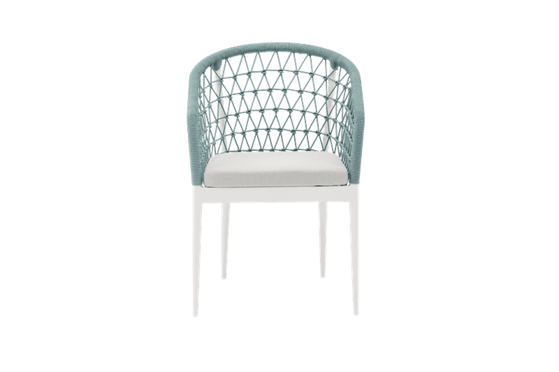 Silla de comedor Nelayan aluminio blanco cuerda aqua | Kubu #