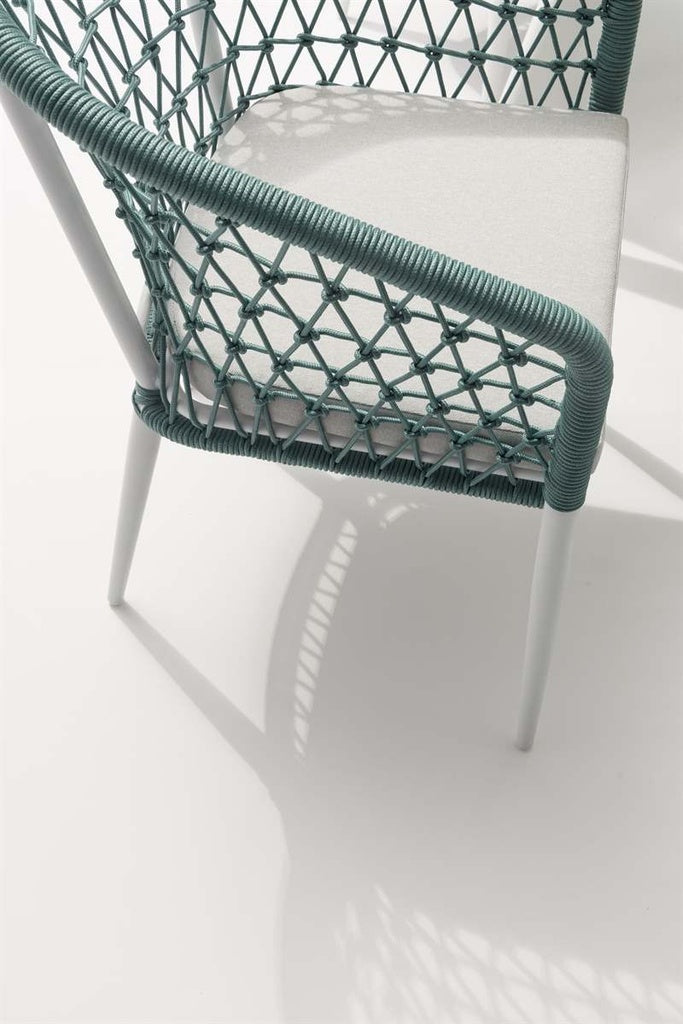 Silla de comedor Nelayan aluminio blanco cuerda aqua | Kubu #