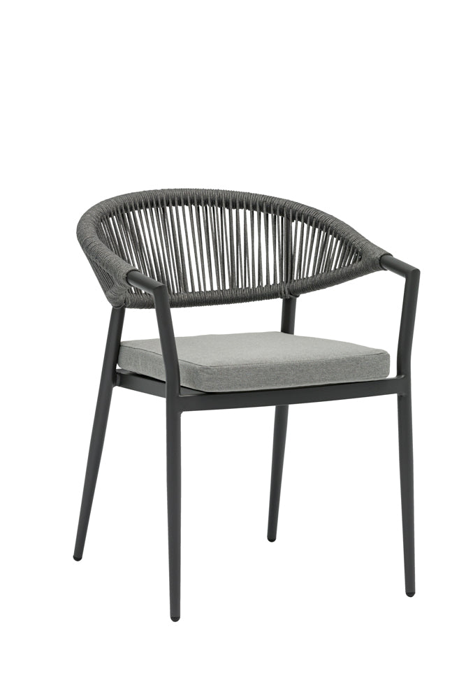 Silla de comedor Ross aluminio antracita cojín gris medio. | Kubu #