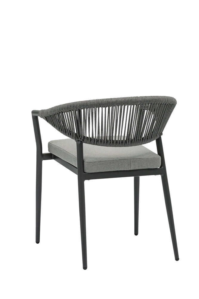 Silla de comedor Ross aluminio antracita cojín gris medio. | Kubu #