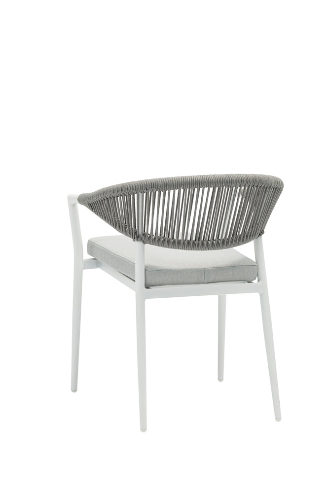 Silla de comedor Ross aluminio blanco con cojín gris claro | Kubu #