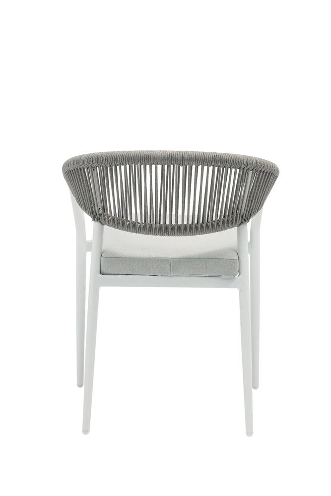 Silla de comedor Ross aluminio blanco con cojín gris claro | Kubu #