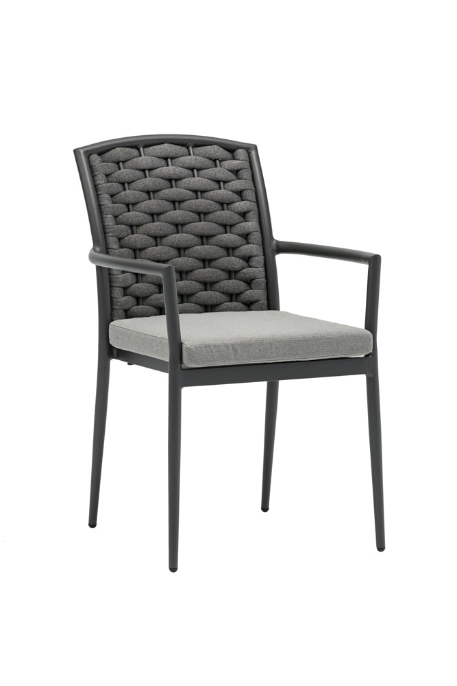 Silla de comedor Walga aluminio antracita cojín gris medio | Kubu #