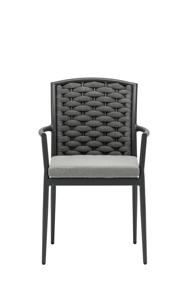 Silla de comedor Walga aluminio antracita cojín gris medio | Kubu #