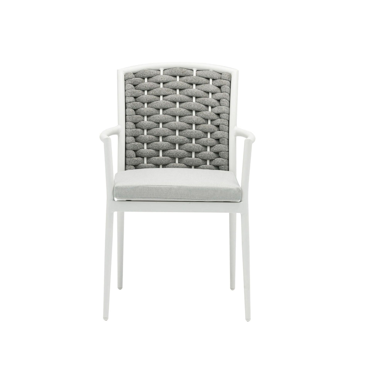 Silla de comedor Walga aluminio blanco cojín gris claro | KUBU #