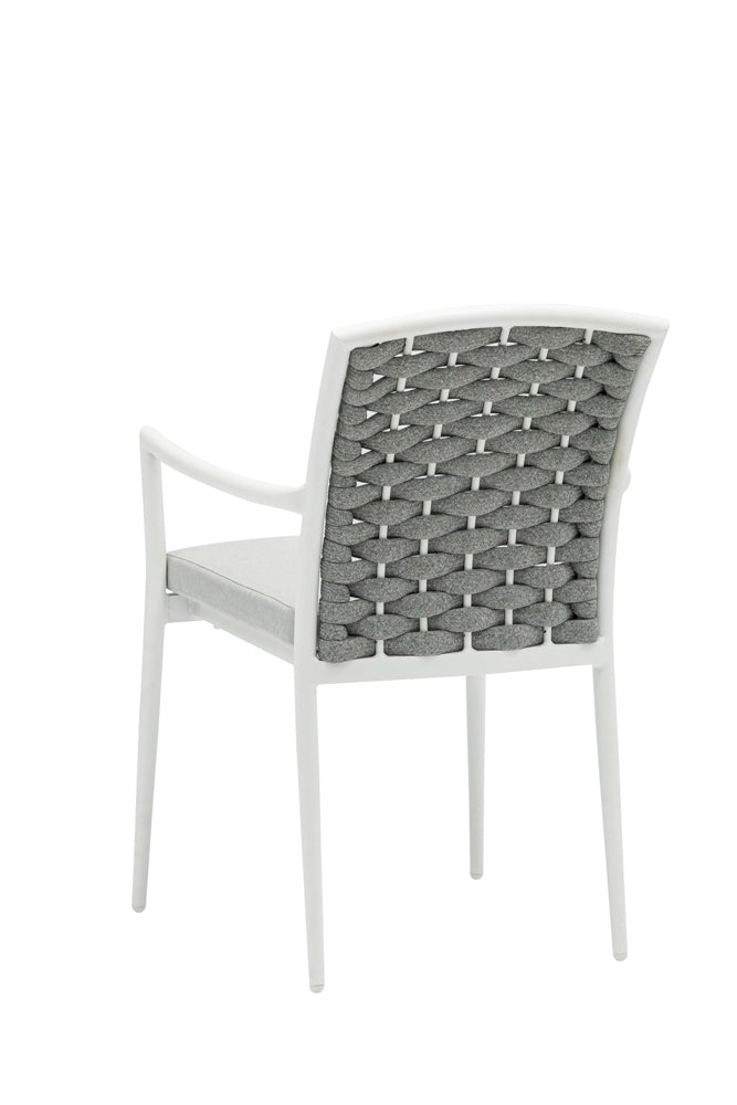Silla de comedor Walga aluminio blanco cojín gris claro | Kubu #