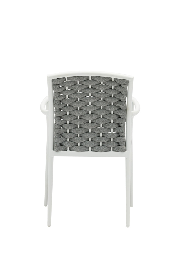 Silla de comedor Walga aluminio blanco cojín gris claro | Kubu #