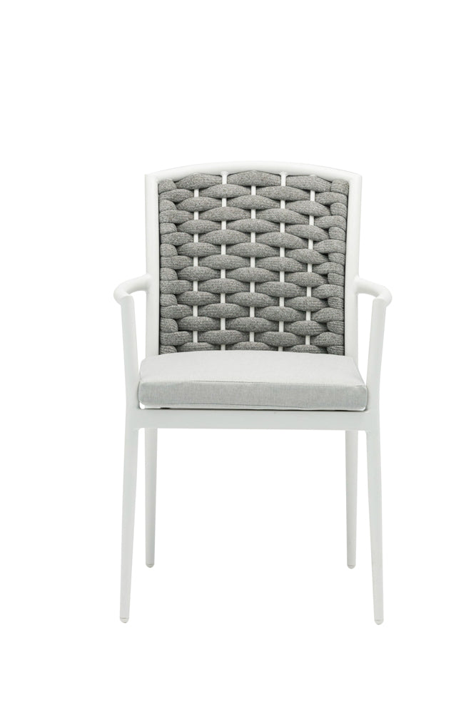 Silla de comedor Walga aluminio blanco cojín gris claro | Kubu #