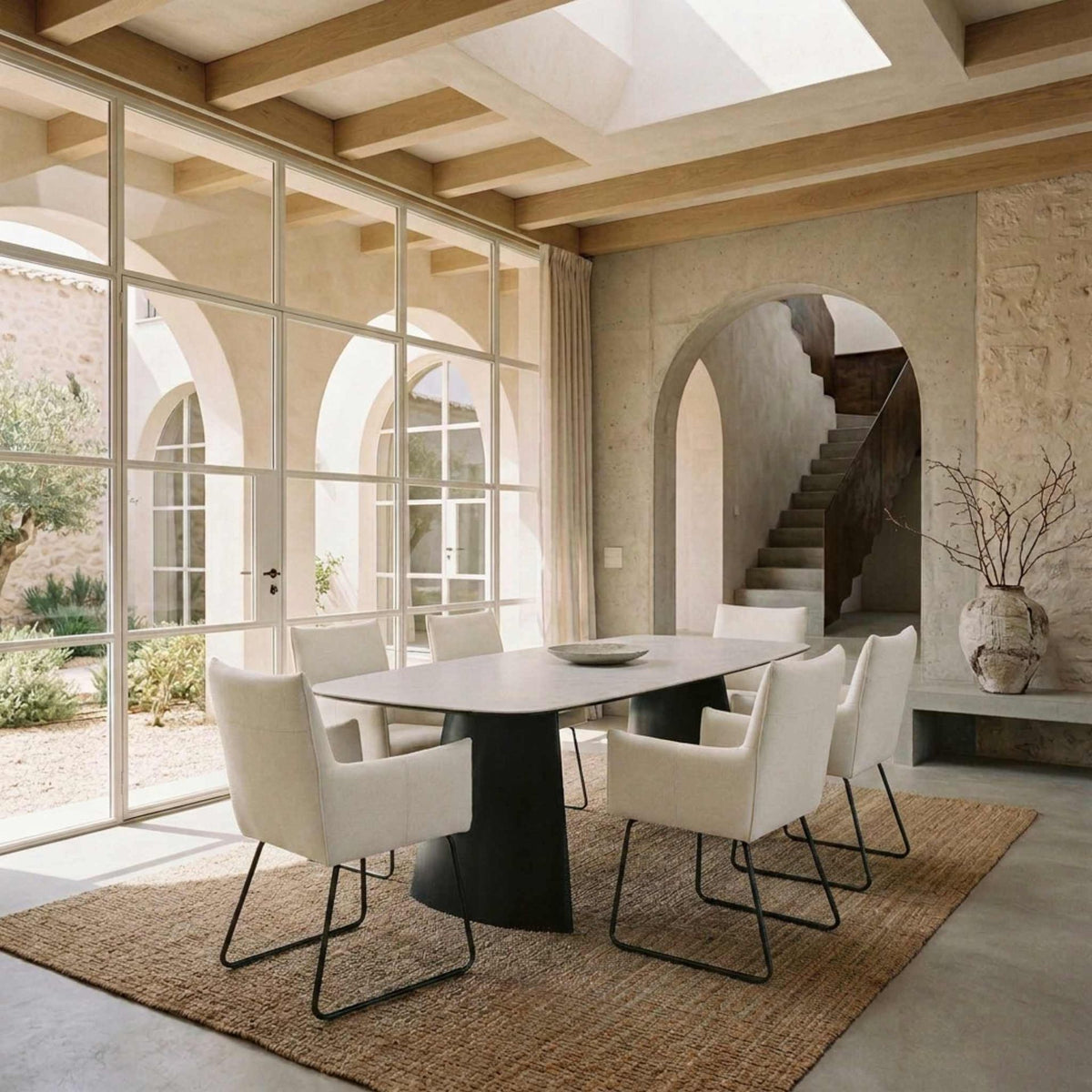 Silla de comedor con brazos Belmont Blanco Marfil | Elegancia y Confort | KUBU #