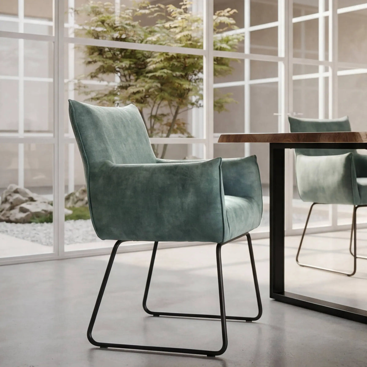 Silla de comedor con brazos Belmont Petrol | Elegancia y Confort | KUBU #