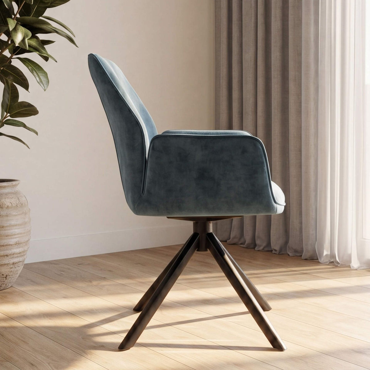 Silla de comedor con brazos Duncan Azul Petrol | Diseño Vanguardista | KUBU #