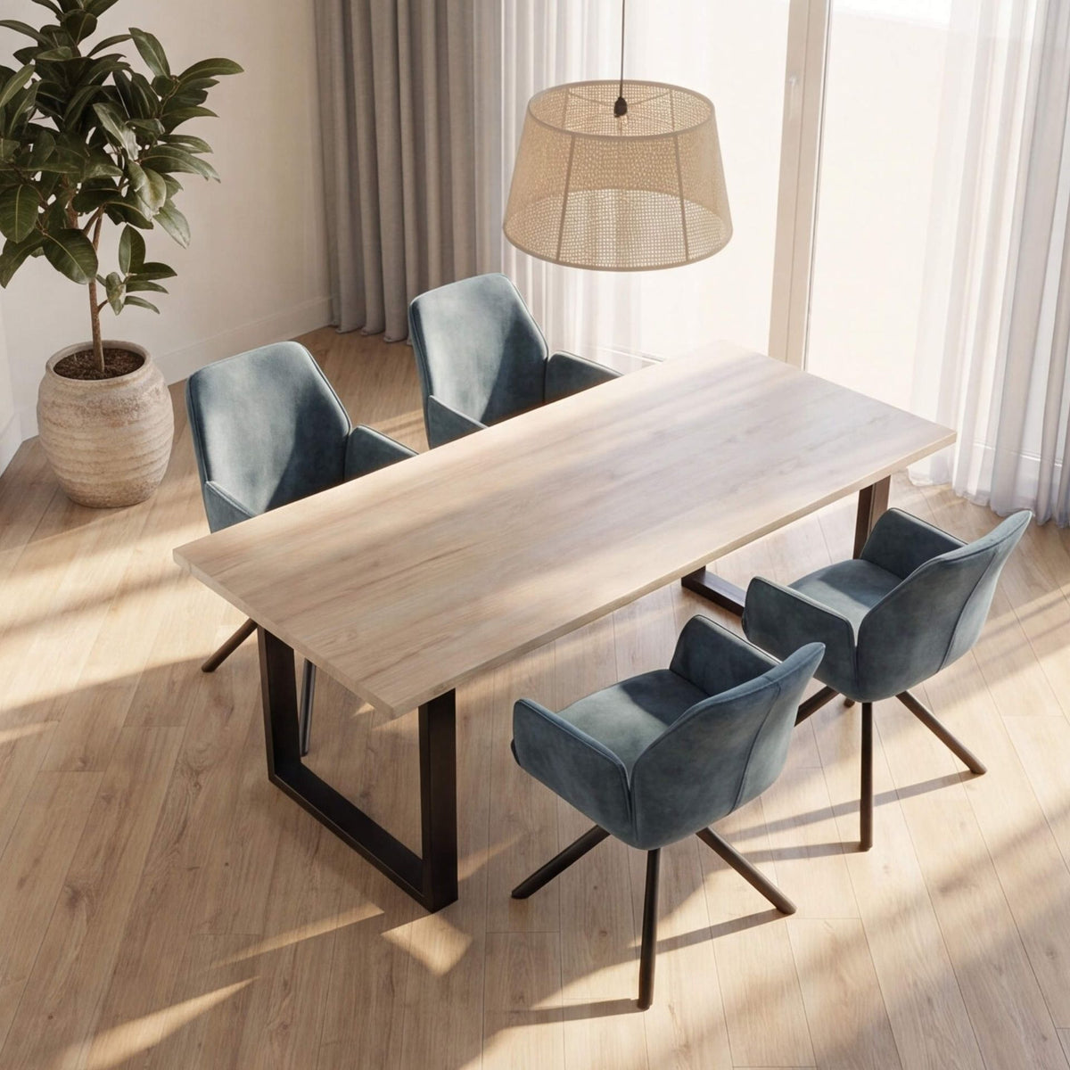 Silla de comedor con brazos Duncan Azul Petrol | Diseño Vanguardista | KUBU #