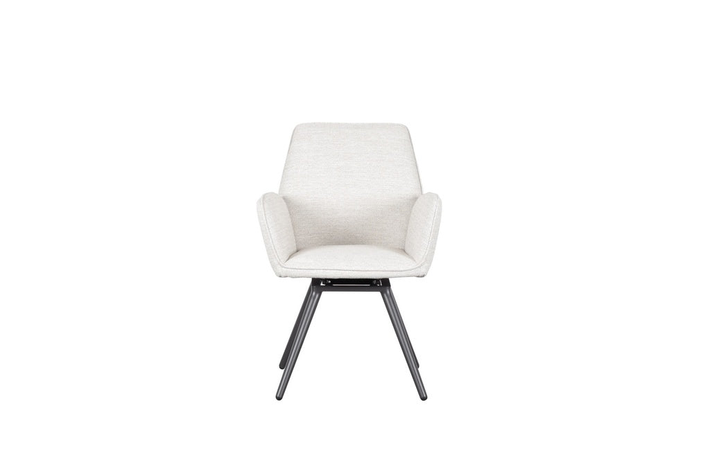 Silla de comedor giratoria Levin aluminio antracita textil beige. | Kubu #