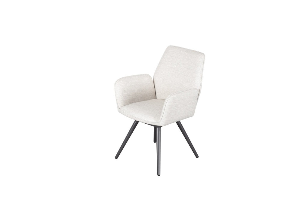 Silla de comedor giratoria Levin aluminio antracita textil beige. | Kubu #