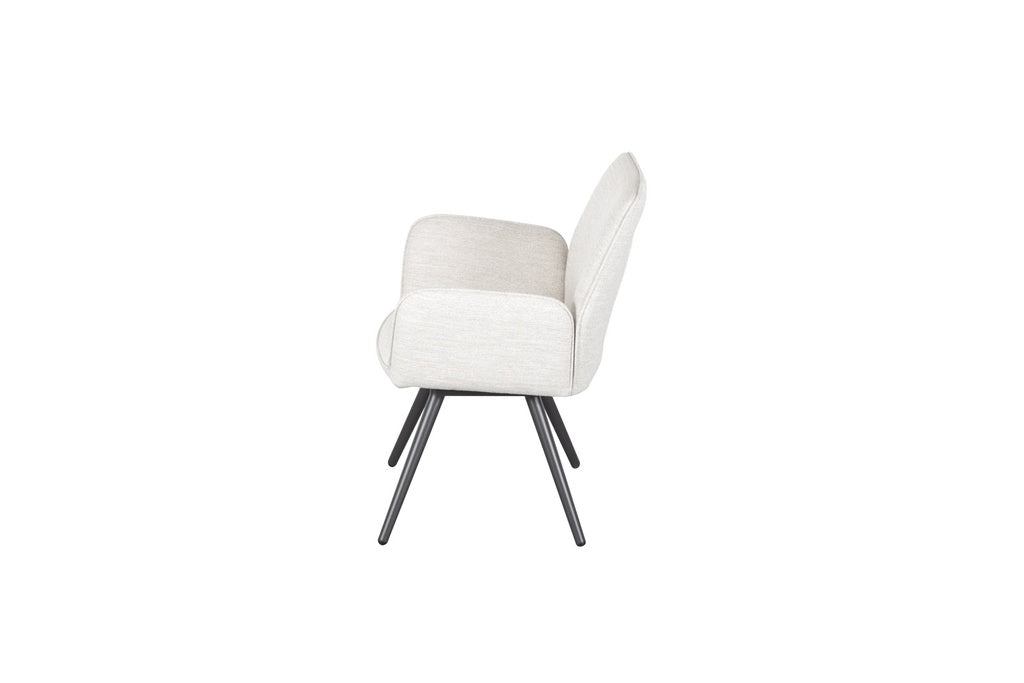 Silla de comedor giratoria Levin aluminio antracita textil beige. | Kubu #