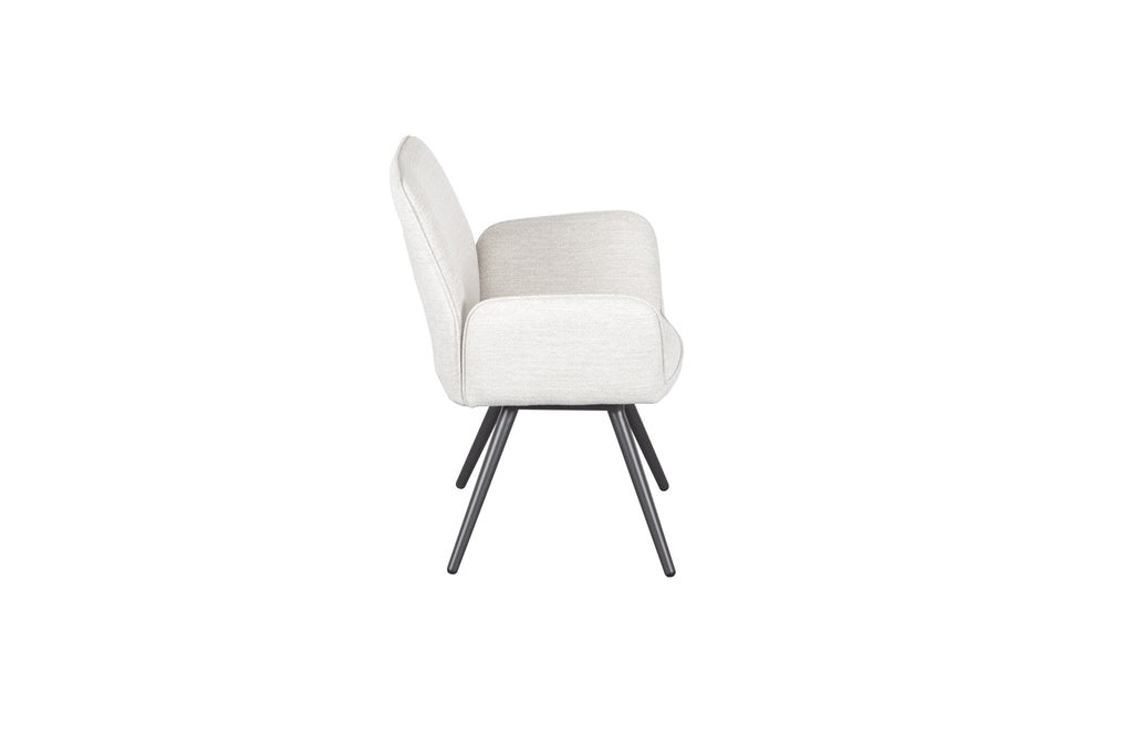 Silla de comedor giratoria Levin aluminio antracita textil beige. | Kubu #