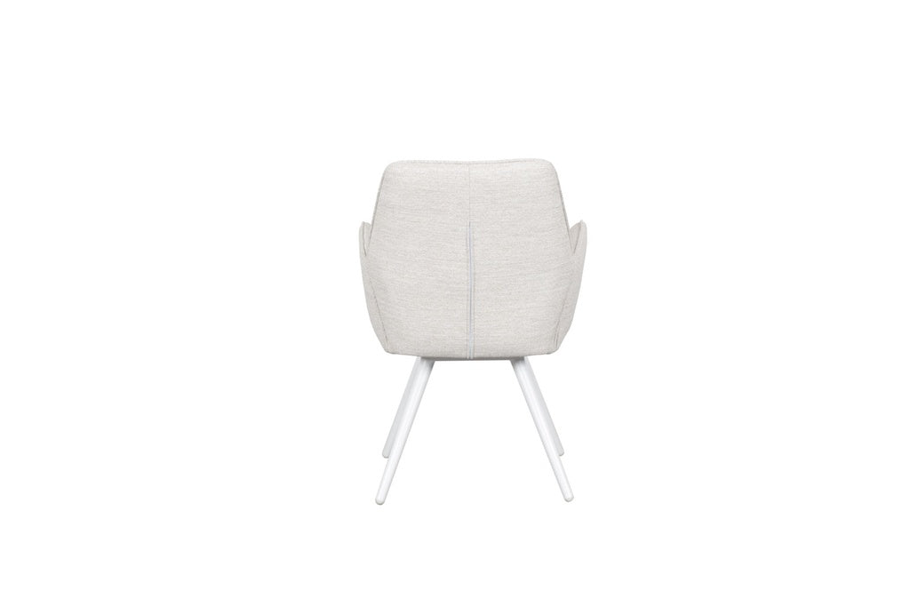 Silla de comedor giratoria Levin aluminio blanco textil beige | Kubu #