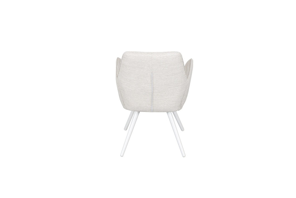 Silla de comedor giratoria Levin aluminio blanco textil beige | Kubu #