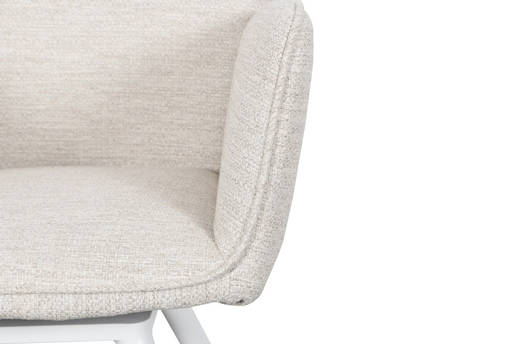 Silla de comedor giratoria Levin aluminio blanco textil beige | Kubu #