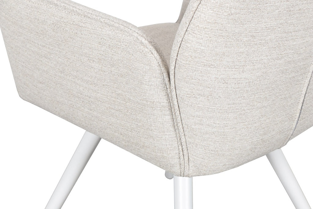 Silla de comedor giratoria Levin aluminio blanco textil beige | Kubu #
