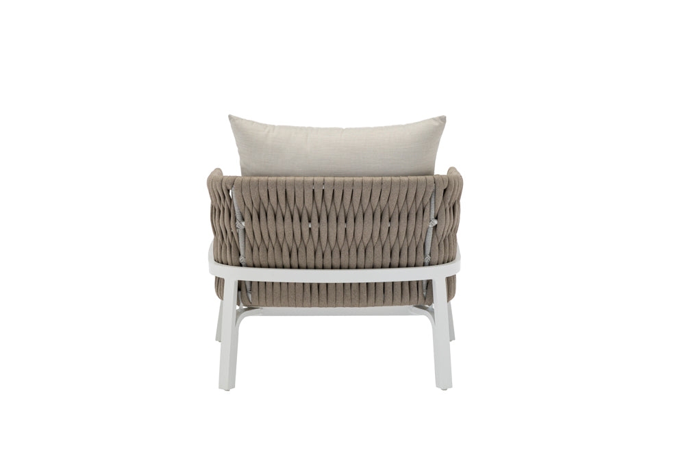 Sofá 1 plaza Anmore aluminio blanco textil  greige | Kubu #