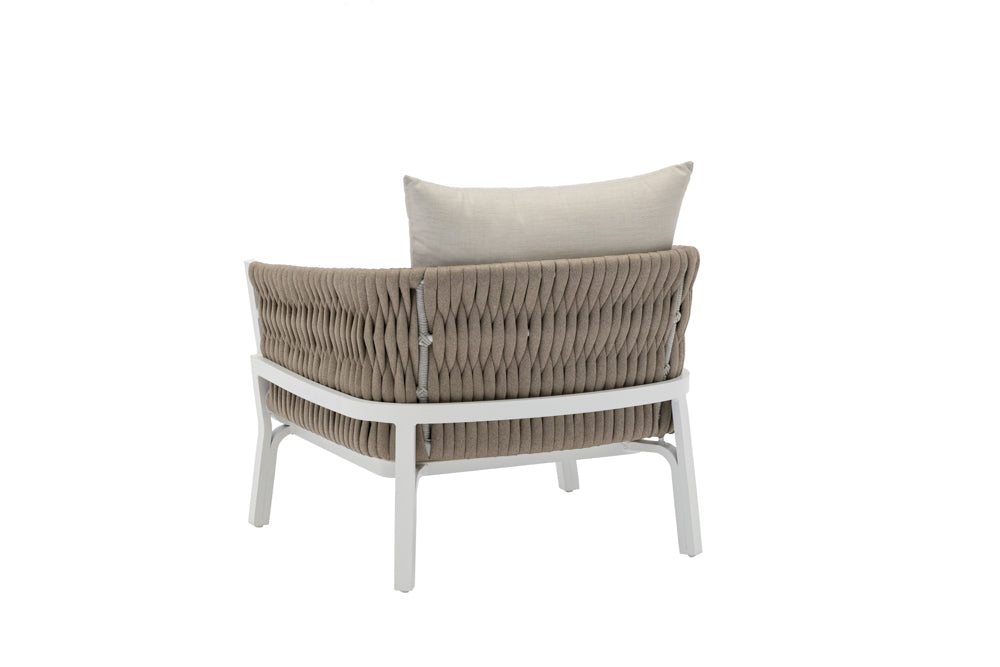 Sofá 1 plaza Anmore aluminio blanco textil  greige | Kubu #