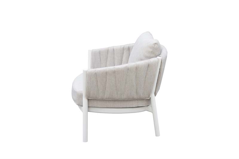 Sofá 1 plaza Attica aluminio blanco y textil gris claro | Kubu #