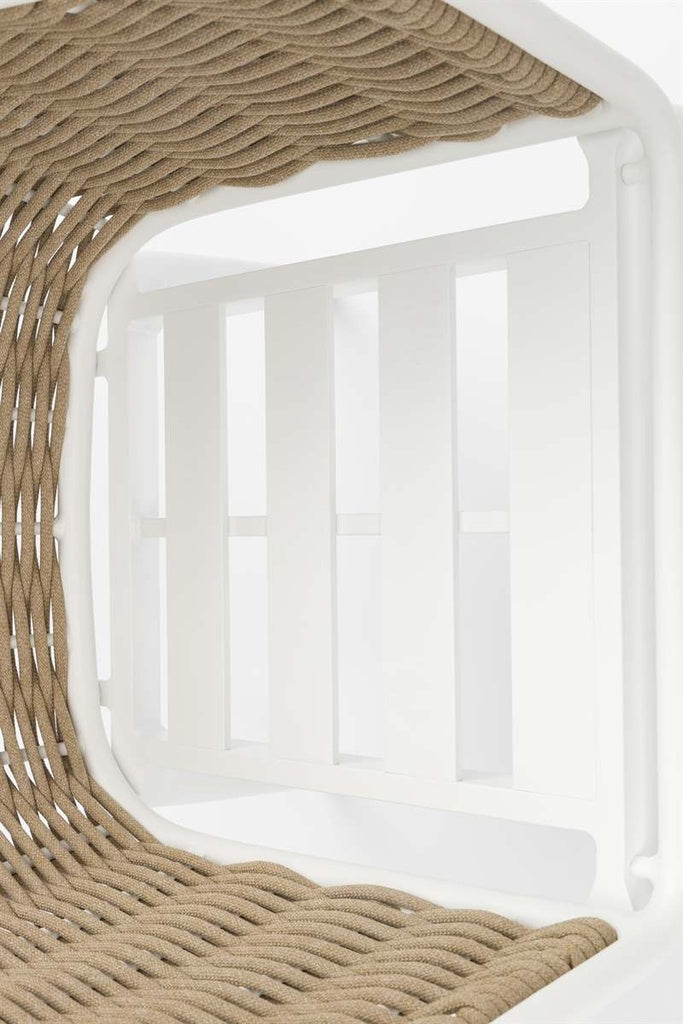 Sofá 1 plaza Irvine aluminio blanco y cuerda taupe cojín beige | Kubu #