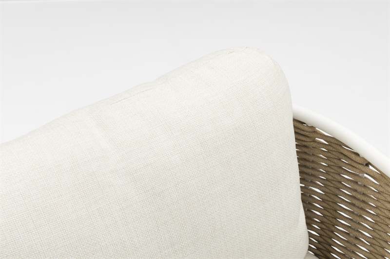 Sofá 1 plaza Irvine aluminio blanco y cuerda taupe cojín beige | Kubu #