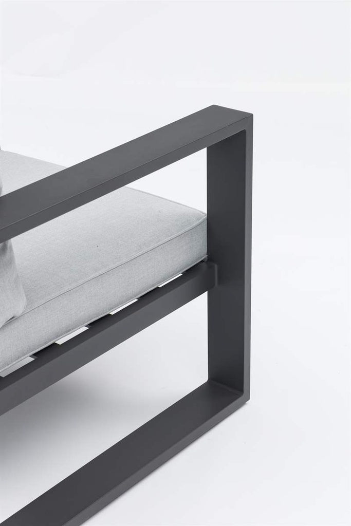 Sofá 1 plaza Niland aluminio antracita y cojinería gris medio | Kubu #