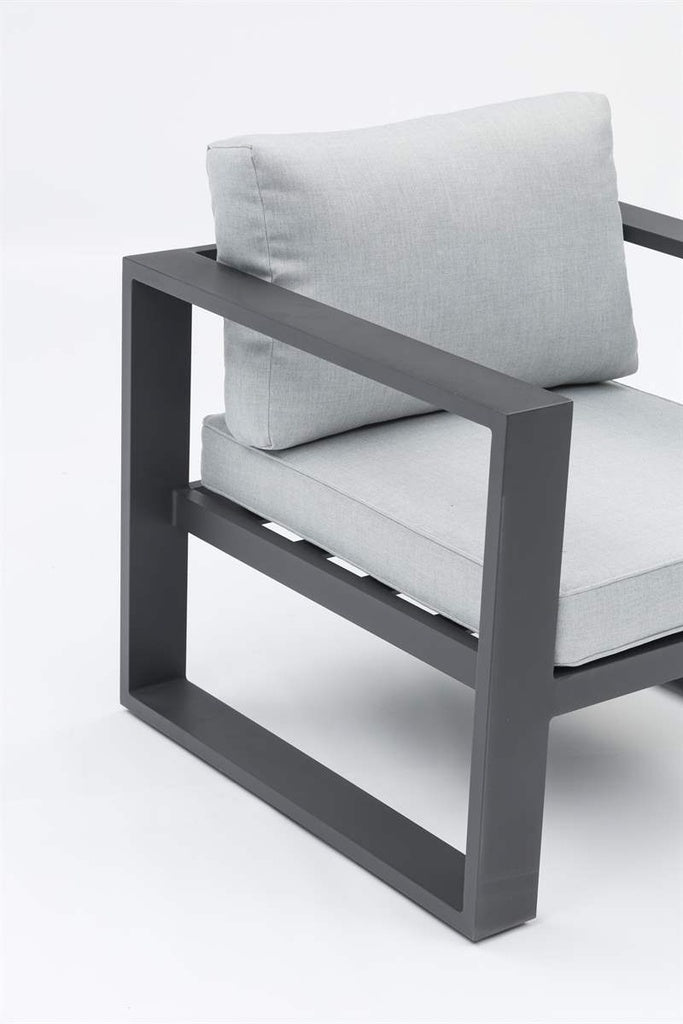 Sofá 1 plaza Niland aluminio antracita y cojinería gris medio | Kubu #