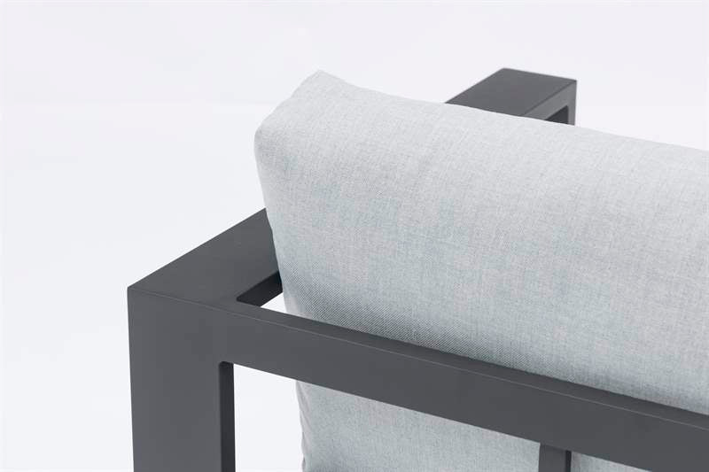 Sofá 1 plaza Niland aluminio antracita y cojinería gris medio | Kubu #