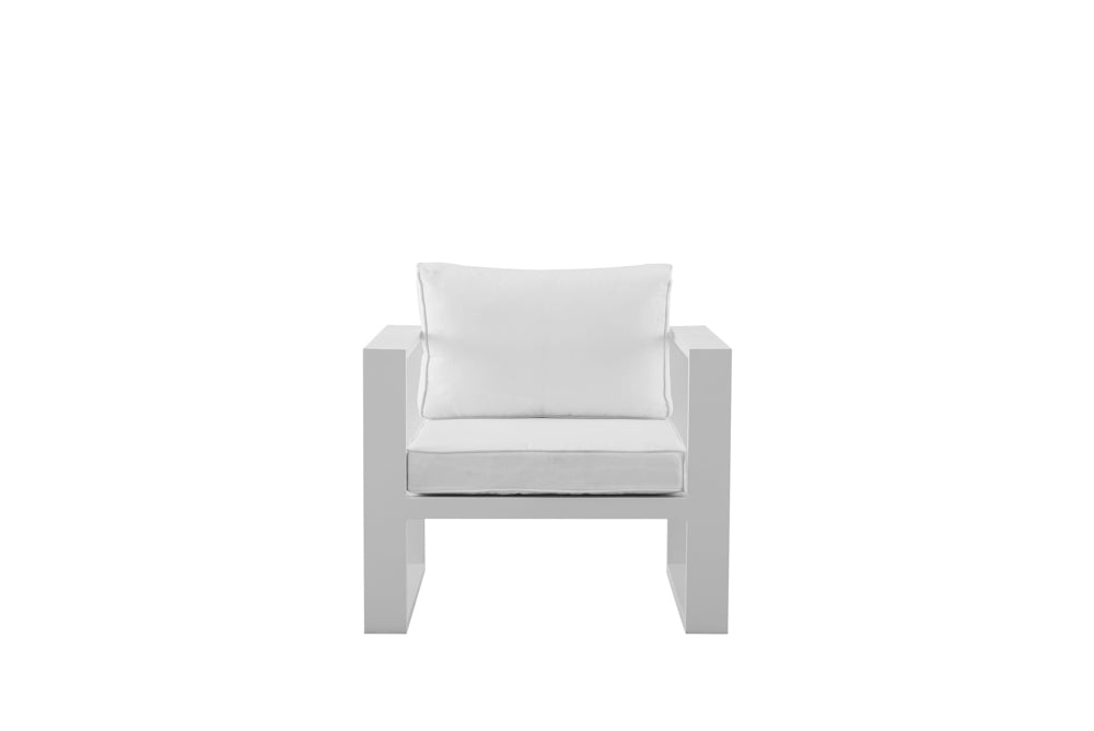 Sofá 1 plaza Niland aluminio y cojinería blanca | Kubu #