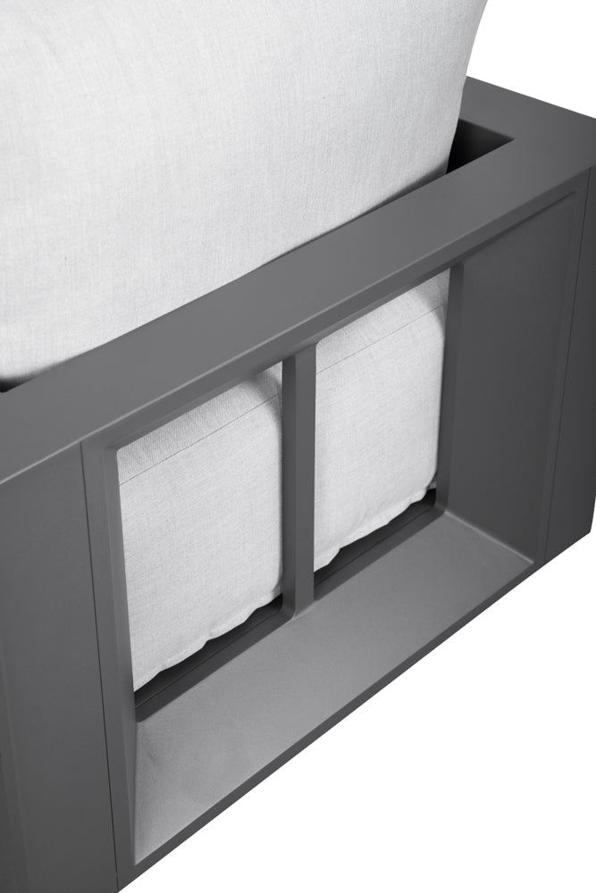 Sofá 1 plaza Onix aluminio antracita cojinería gris medio | Kubu #