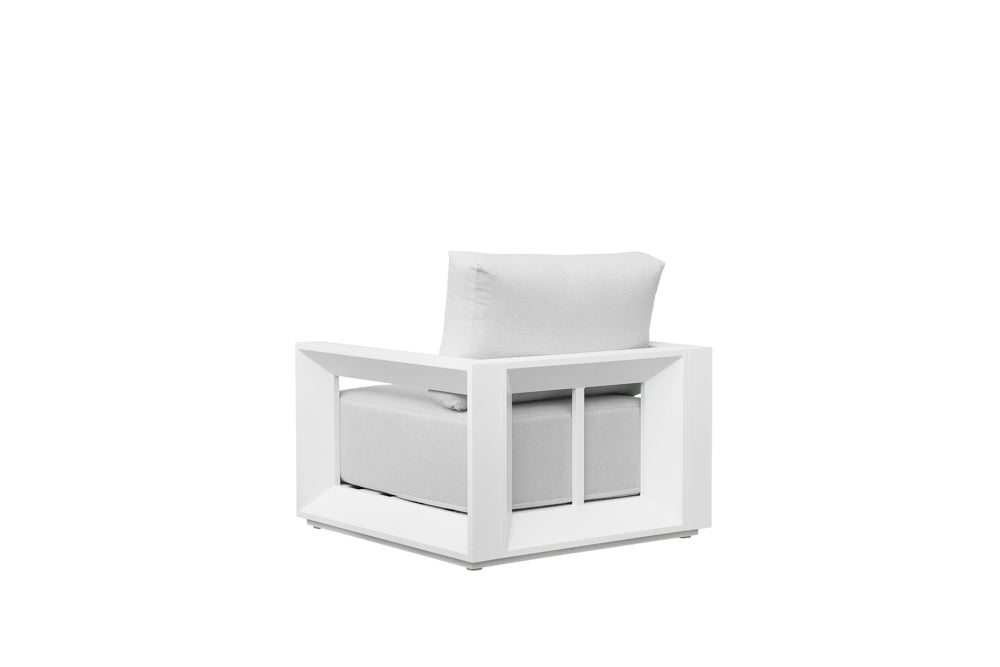 Sofá 1 plaza Onix aluminio blanco cojinería gris claro | Kubu #