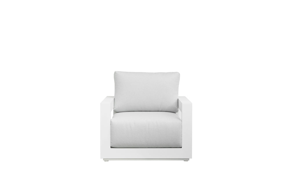 Sofá 1 plaza Onix aluminio blanco cojinería gris claro | Kubu #