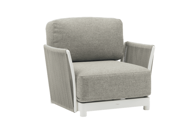 Sofá 1 plaza Silai aluminio blanco textil gris medio | Kubu #
