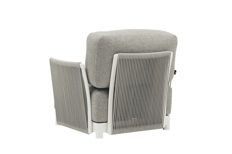Sofá 1 plaza Silai aluminio blanco textil gris medio | Kubu #