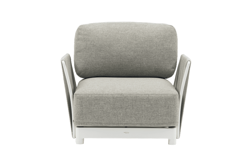 Sofá 1 plaza Silai aluminio blanco textil gris medio | Kubu #