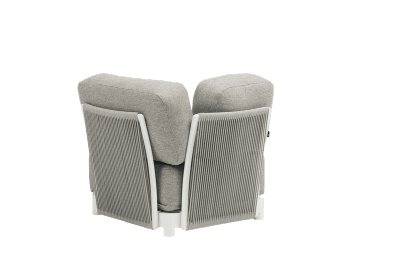 Sofá 1 plaza Silai aluminio blanco textil gris medio | Kubu #