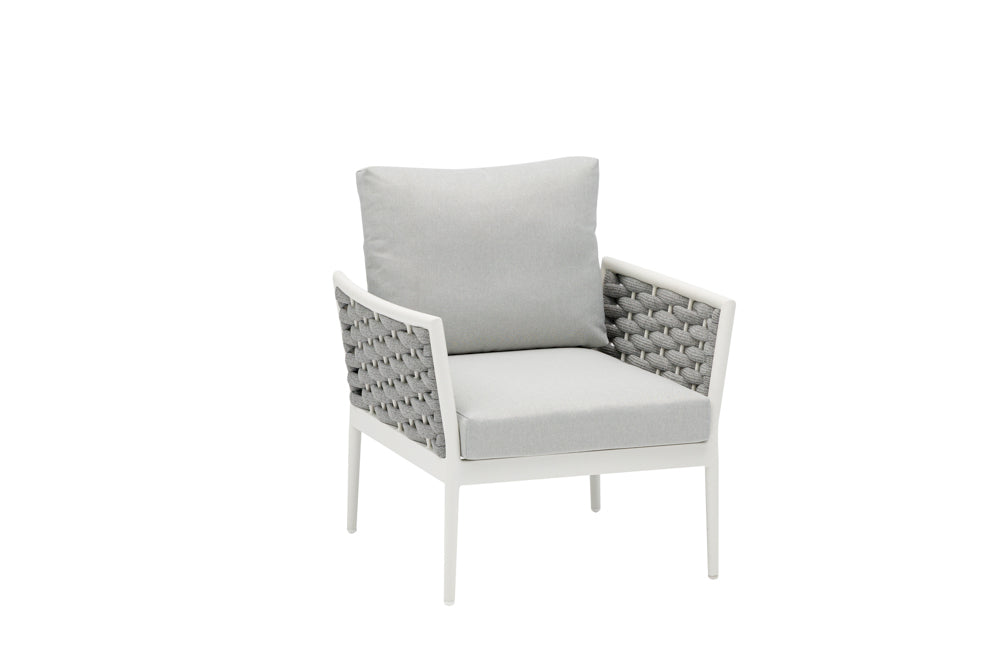 Sofá 1 plaza Walga aluminio blanco cojín gris claro | Kubu #