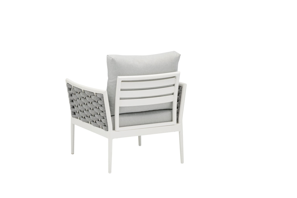 Sofá 1 plaza Walga aluminio blanco cojín gris claro | Kubu #